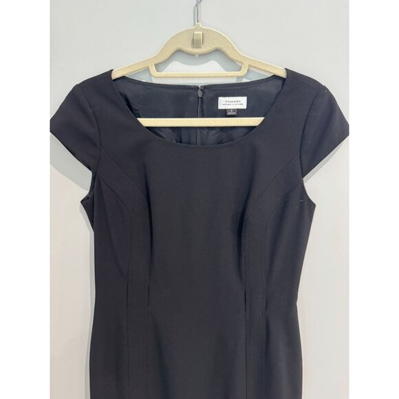 Tahari Arthur S. Levine black cap-sleeve sheath dress, size 6. - Picture 7 of 16